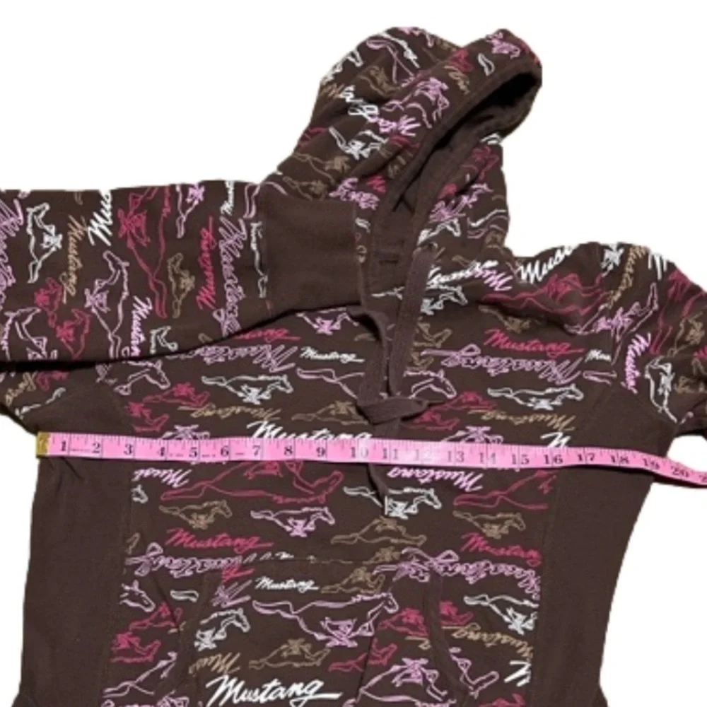 Ford Mustang Brown Pullover Logo & Horses Cotton Polyester Lining Junior Size L - Picture 7 of 9